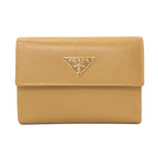 Prada Logo Trifold Wallet Leather