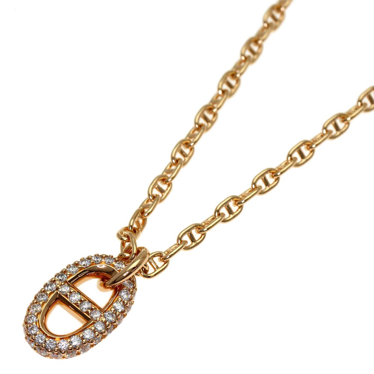 Hermes Chaine D'ancre Farandole PM Diamond Necklace 18k Pink Gold