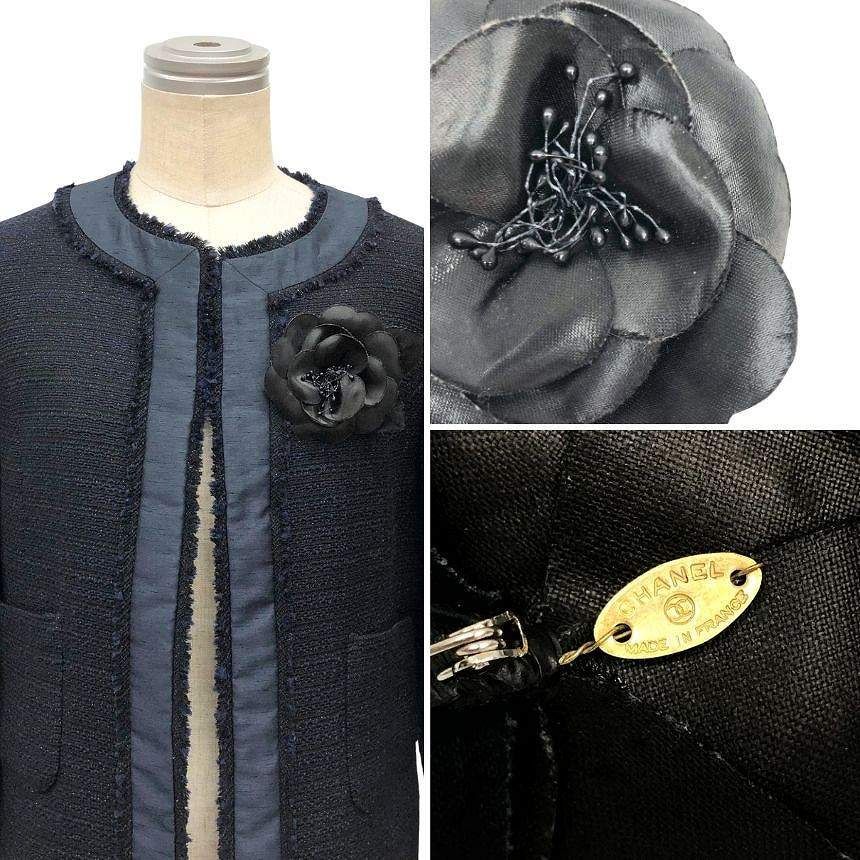 Chanel Camellia Corsage Brooch Black — view 3