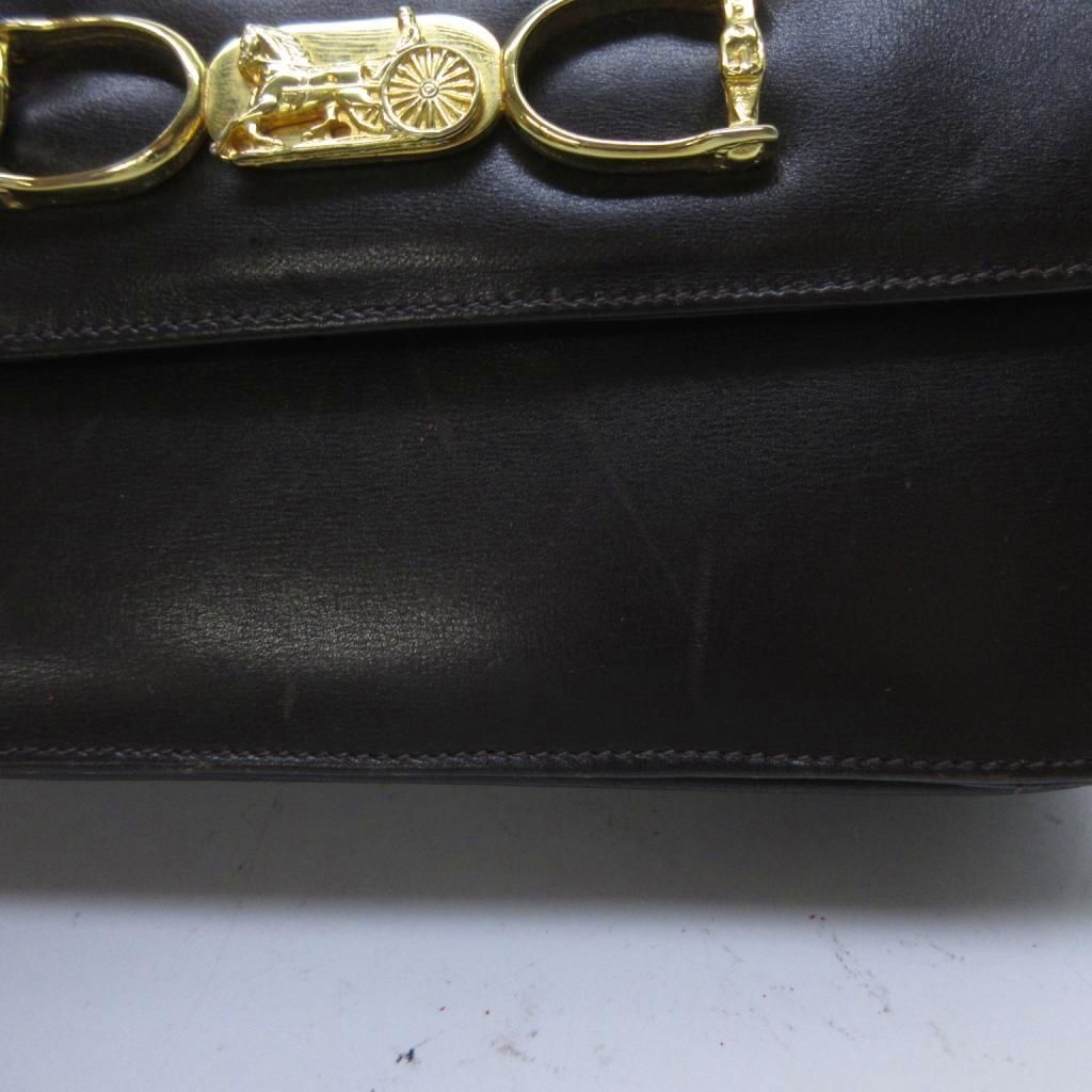 Celine Leather Shoulder Bag Carriage Brown — view 7