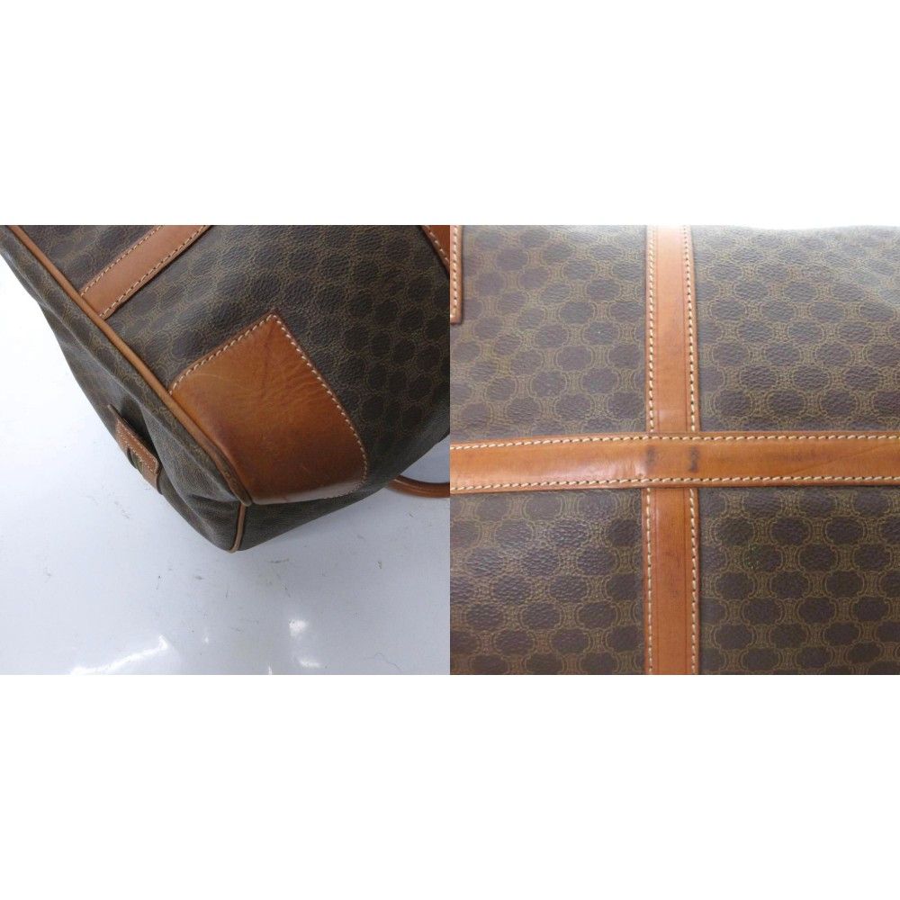 Celine Boston Bag Macadam Pattern Brown Logo — view 8