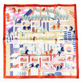 Hermes Carre 45 Gavroche Horse Club Detail Silk 100% Scarf Multi