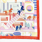 Hermes Carre 45 Gavroche Horse Club Detail Silk 100% Scarf Multi — view 6
