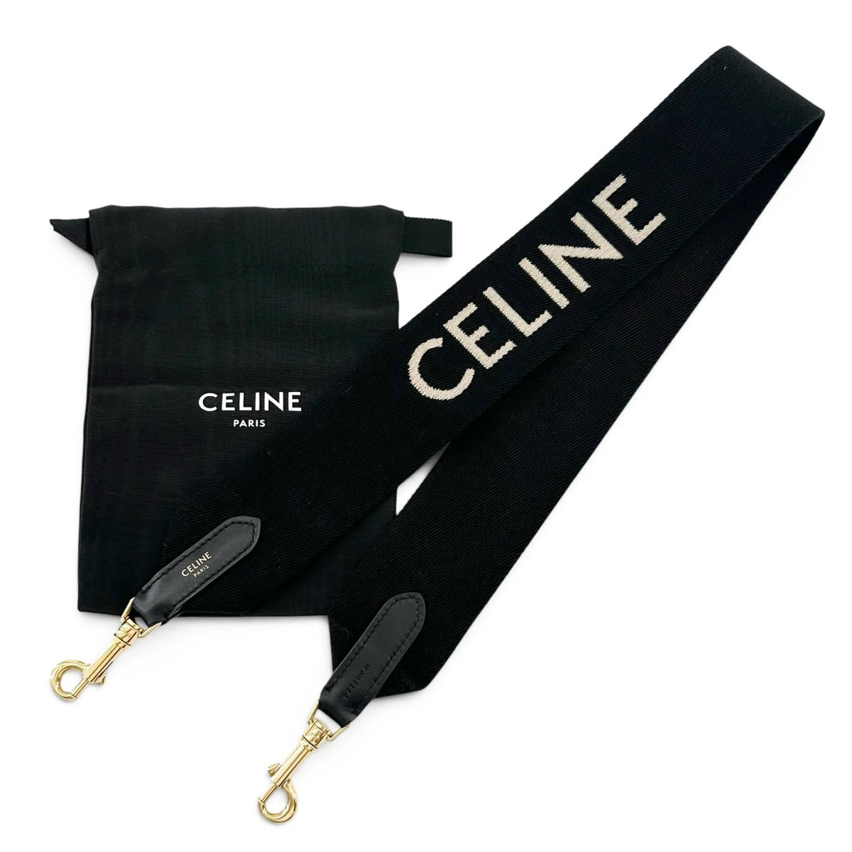 Celine Jacquard Short Strap Shoulder Black Gold — view 2