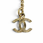 Chanel CC Logo Rhinestone Ribbon Necklace Gold — view 8