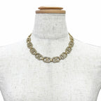 Chanel CC Logo Rhinestone Choker Necklace Gold — view 3