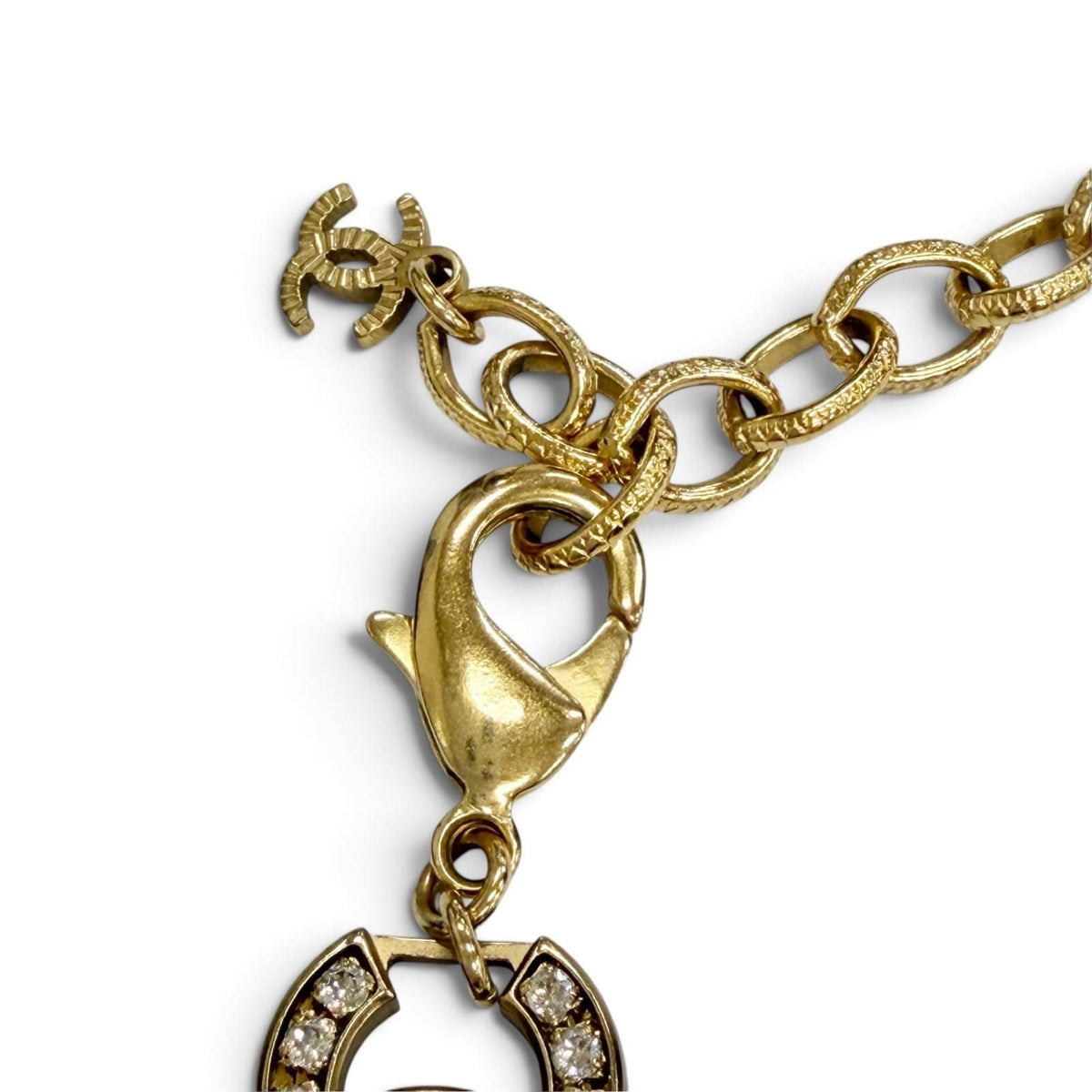 Chanel CC Logo Rhinestone Choker Necklace Gold — view 6