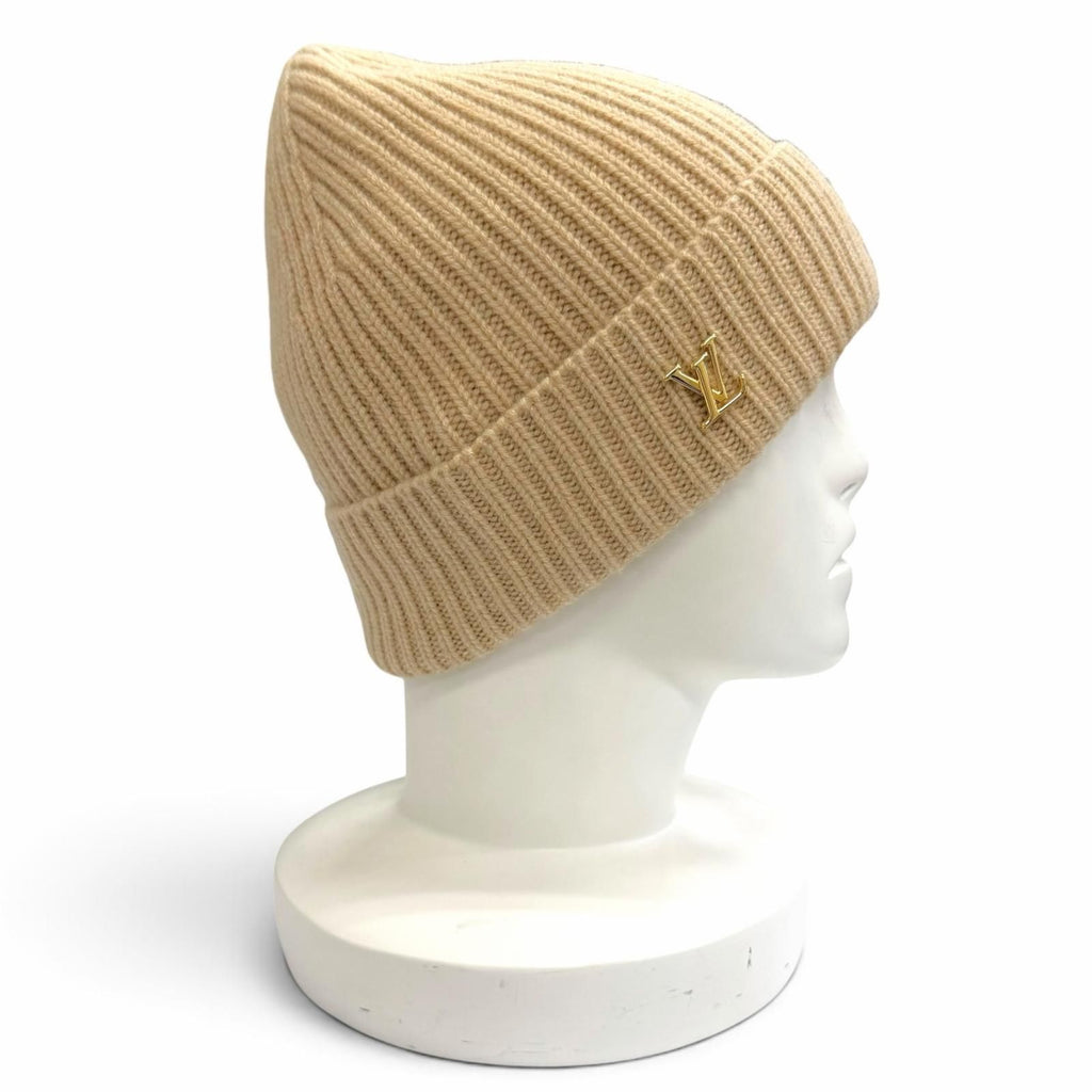 Louis Vuitton Beanie LV Spark Cashmere 100% Knit Cap Beige Hat — view 2
