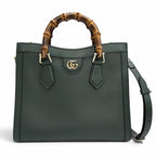 Gucci Diana Medium Tote Bamboo 2-Way Shoulder Bag Dark Green