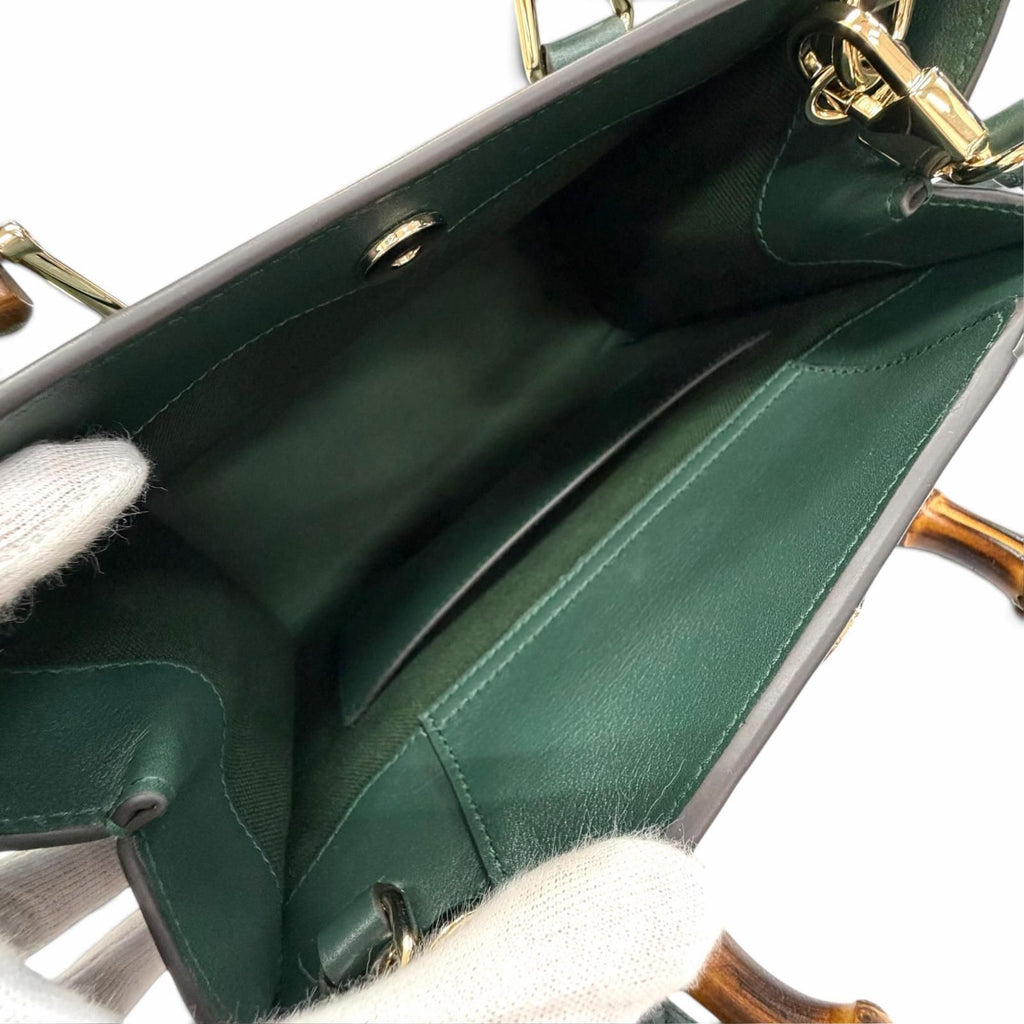 Gucci Diana Medium Tote Bamboo 2-Way Shoulder Bag Dark Green — view 7