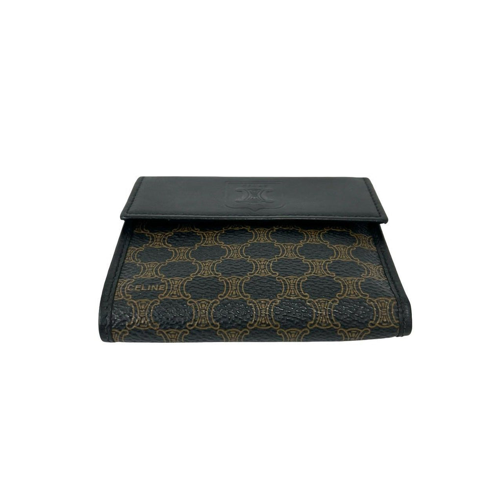 Celine Vintage Macadam Blason Pattern Triomphe Logo Leather Kiss Lock Trifold — view 6