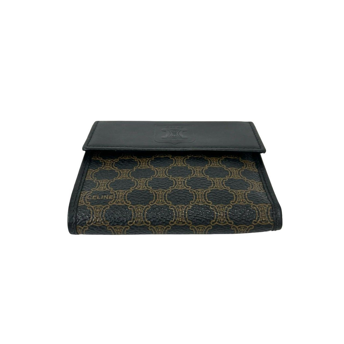 Celine Vintage Macadam Blason Pattern Triomphe Logo Leather Kiss Lock Trifold — view 6