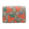 Gucci Bifold Wallet with Coin Purse Strawberry GG Supreme Leather Brown