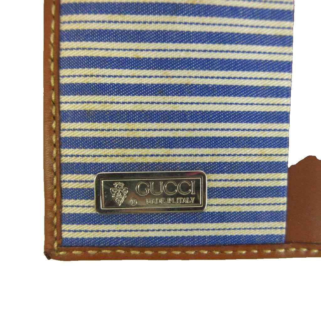 Gucci Vintage Wallet Bifold Canvas Leather Snap Marine Emblem Embroidery Beige — view 4