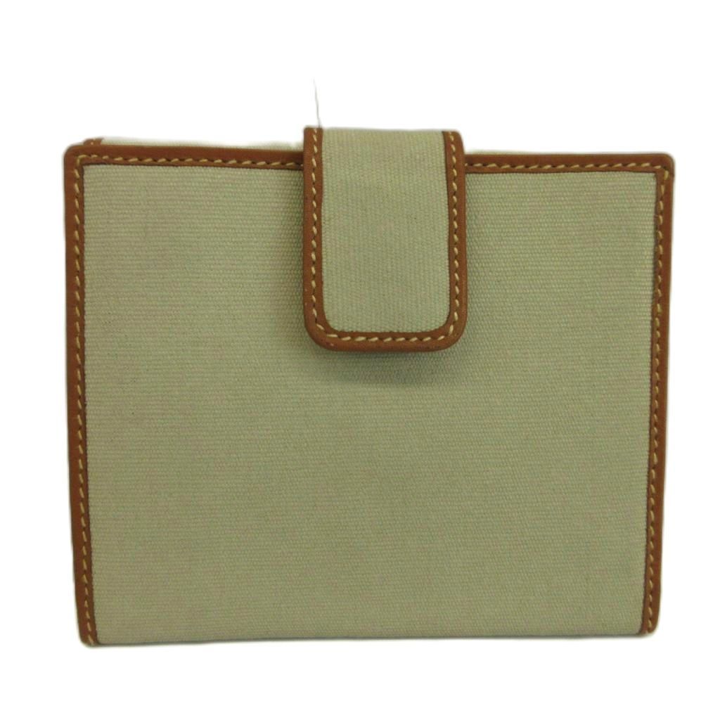 Gucci Vintage Wallet Bifold Canvas Leather Snap Marine Emblem Embroidery Beige — view 2