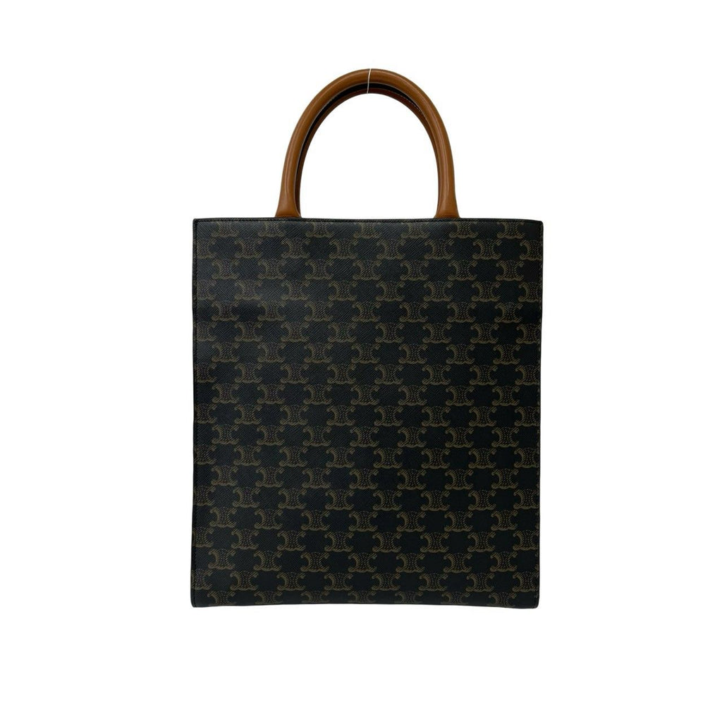 Celine Vertical Cabas Triomphe Leather 2-Way Shoulder Bag Tote Brown — view 3