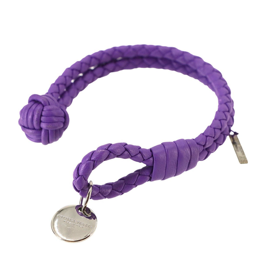Bottega Veneta Intrecciato Bracelet Leather Purple Silver — view 3