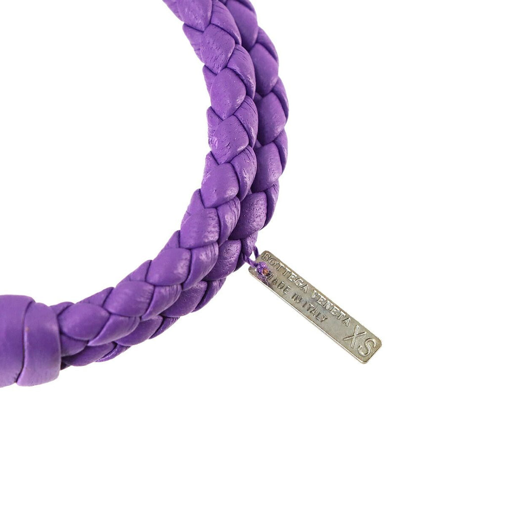Bottega Veneta Intrecciato Bracelet Leather Purple Silver — view 5