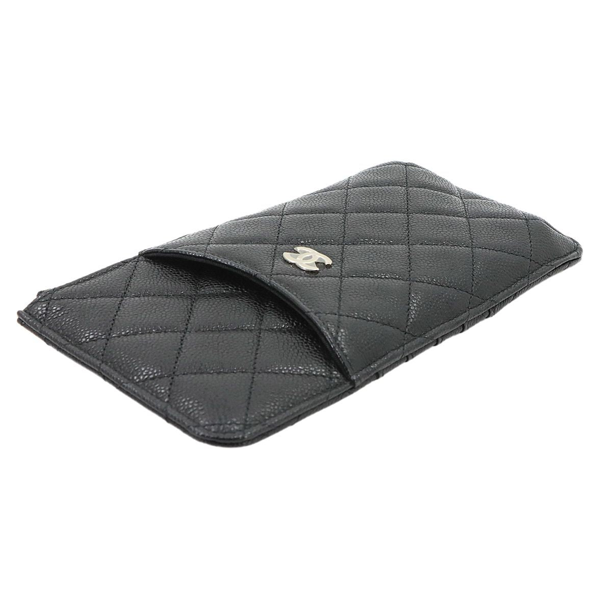 Chanel Quilted Classic Multi Pouch Caviar Leather Black Silver — view 4