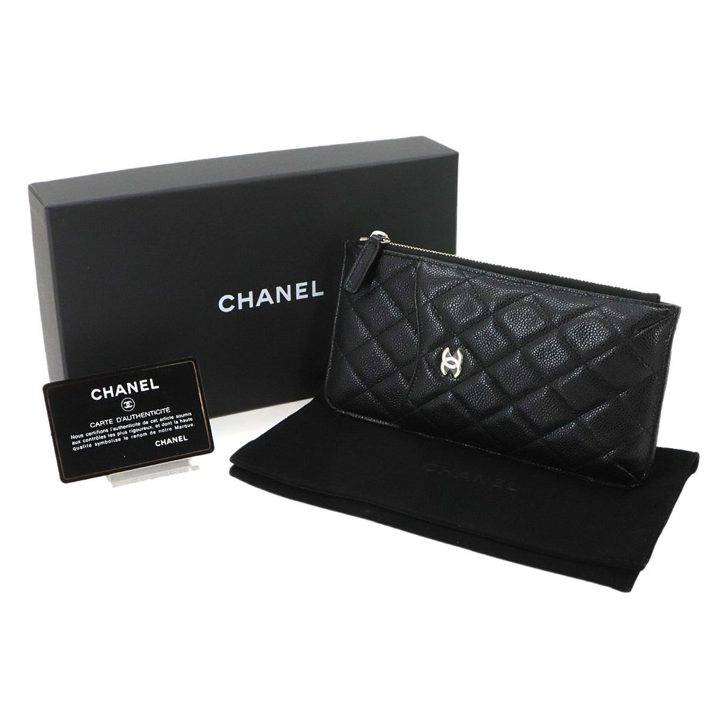 Chanel Quilted Classic Multi Pouch Caviar Leather Black Silver — view 2