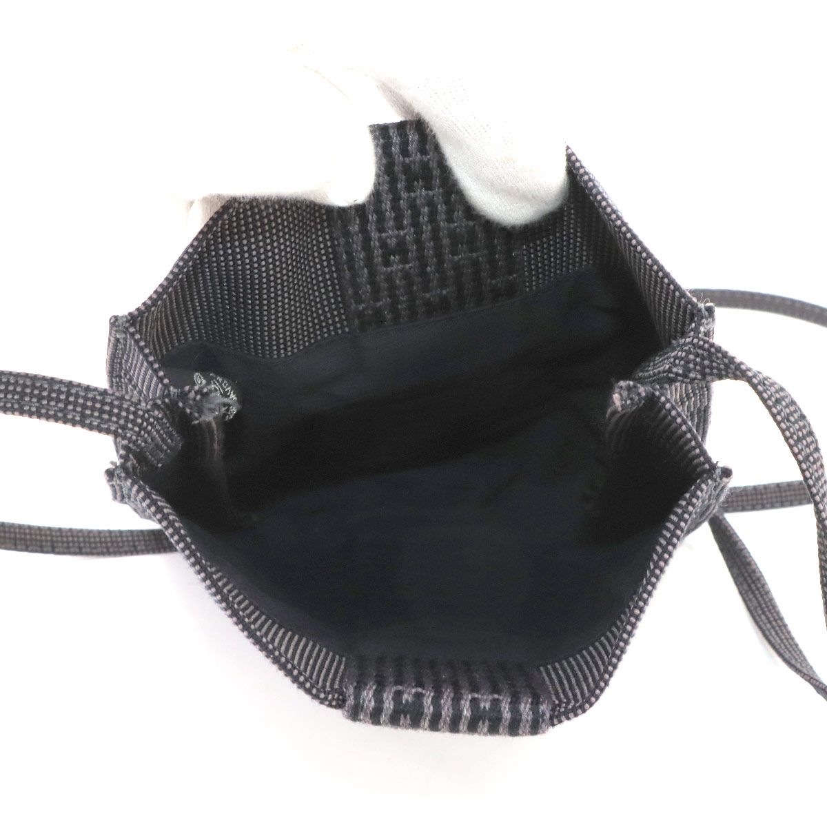 Hermes Herline Pochette Shoulder Bag Canvas Gray — view 6