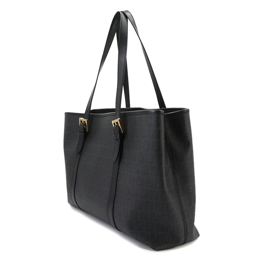 Fendi Zucchino Tote Bag Leather Black Gold — view 4