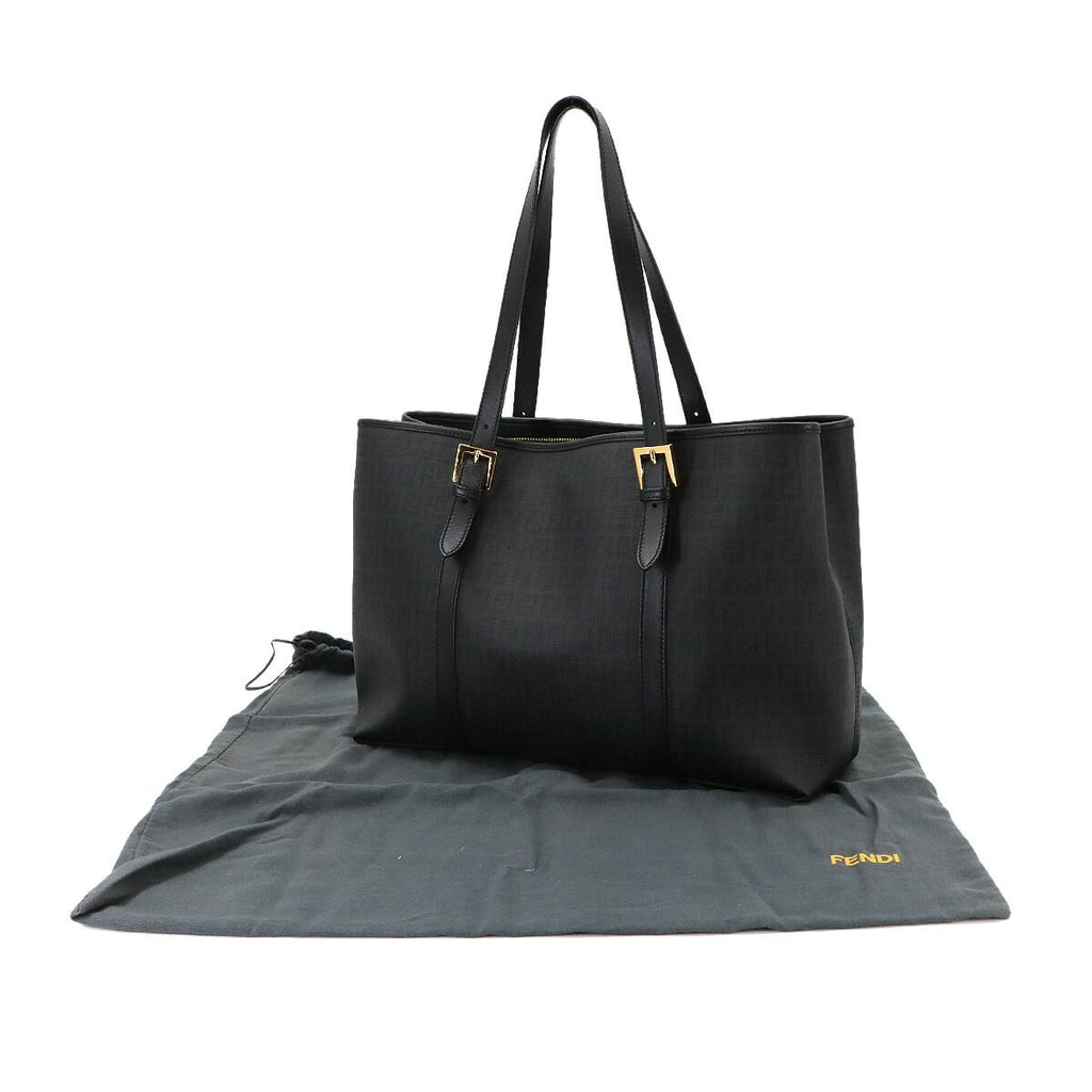 Fendi Zucchino Tote Bag Leather Black Gold — view 2