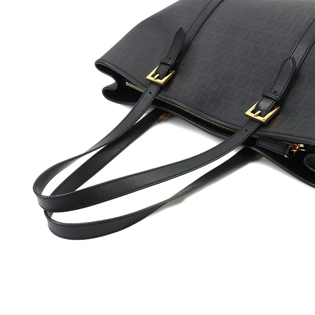 Fendi Zucchino Tote Bag Leather Black Gold — view 6