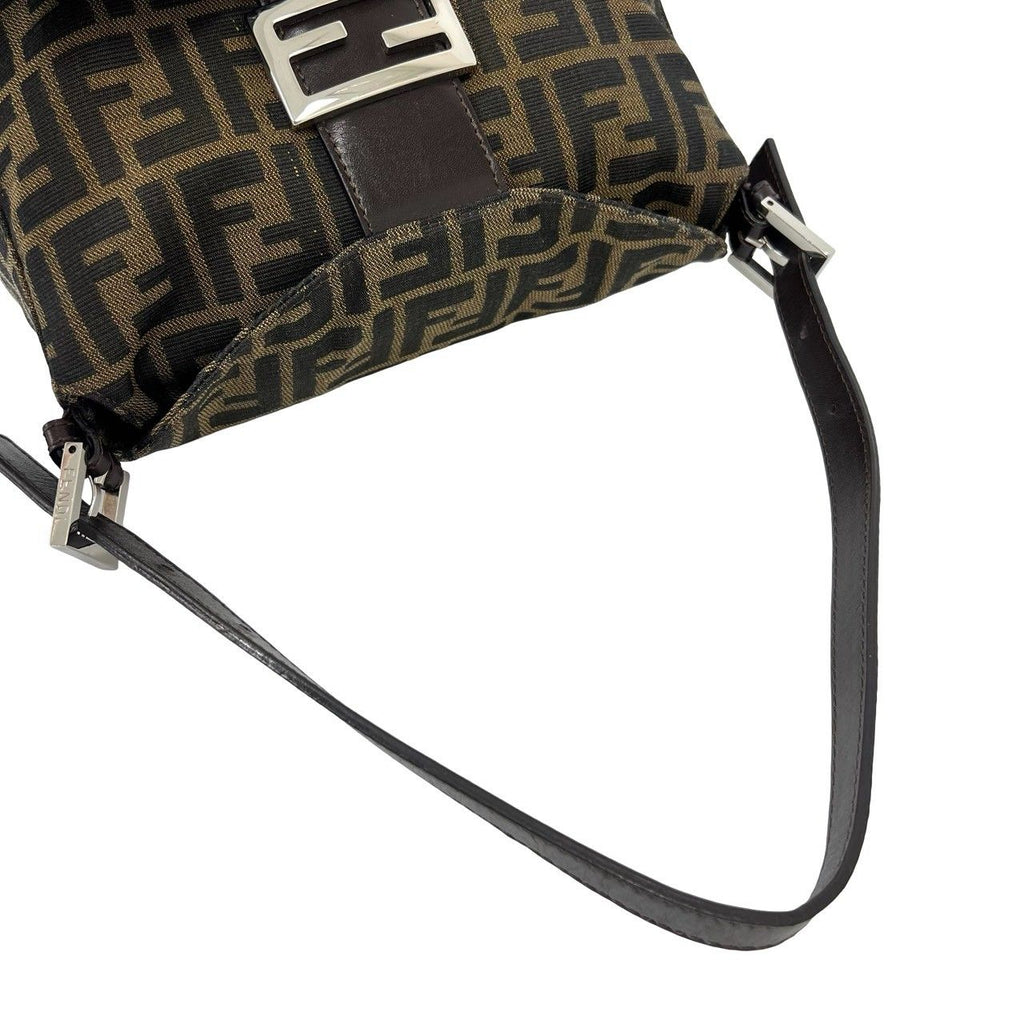 Fendi Zucca FF Pattern Canvas Leather Shoulder Bag Brown — view 4