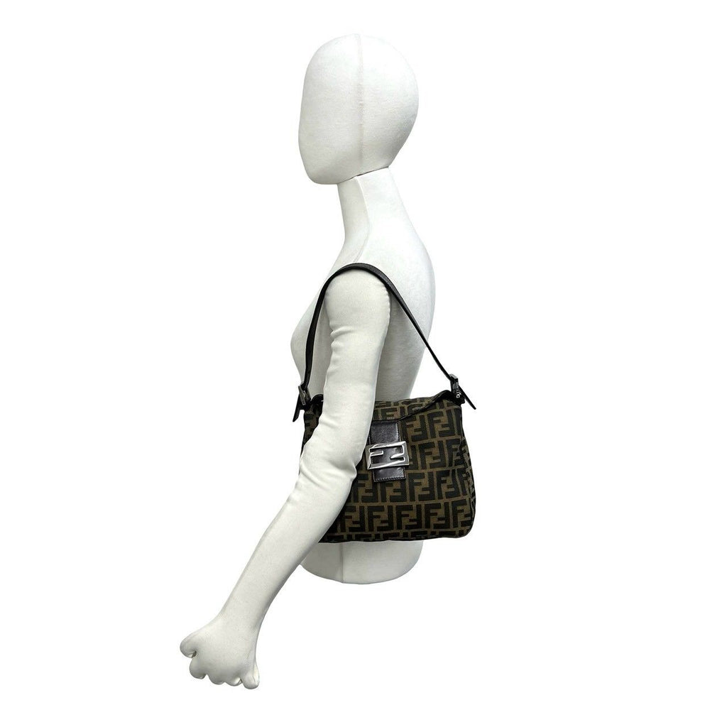 Fendi Zucca FF Pattern Canvas Leather Shoulder Bag Brown — view 2