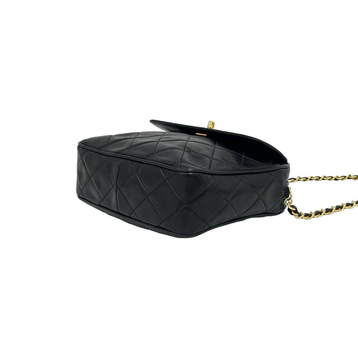Chanel Vintage Quilted Coco Lambskin Leather Chain Shoulder Bag Black — view 8