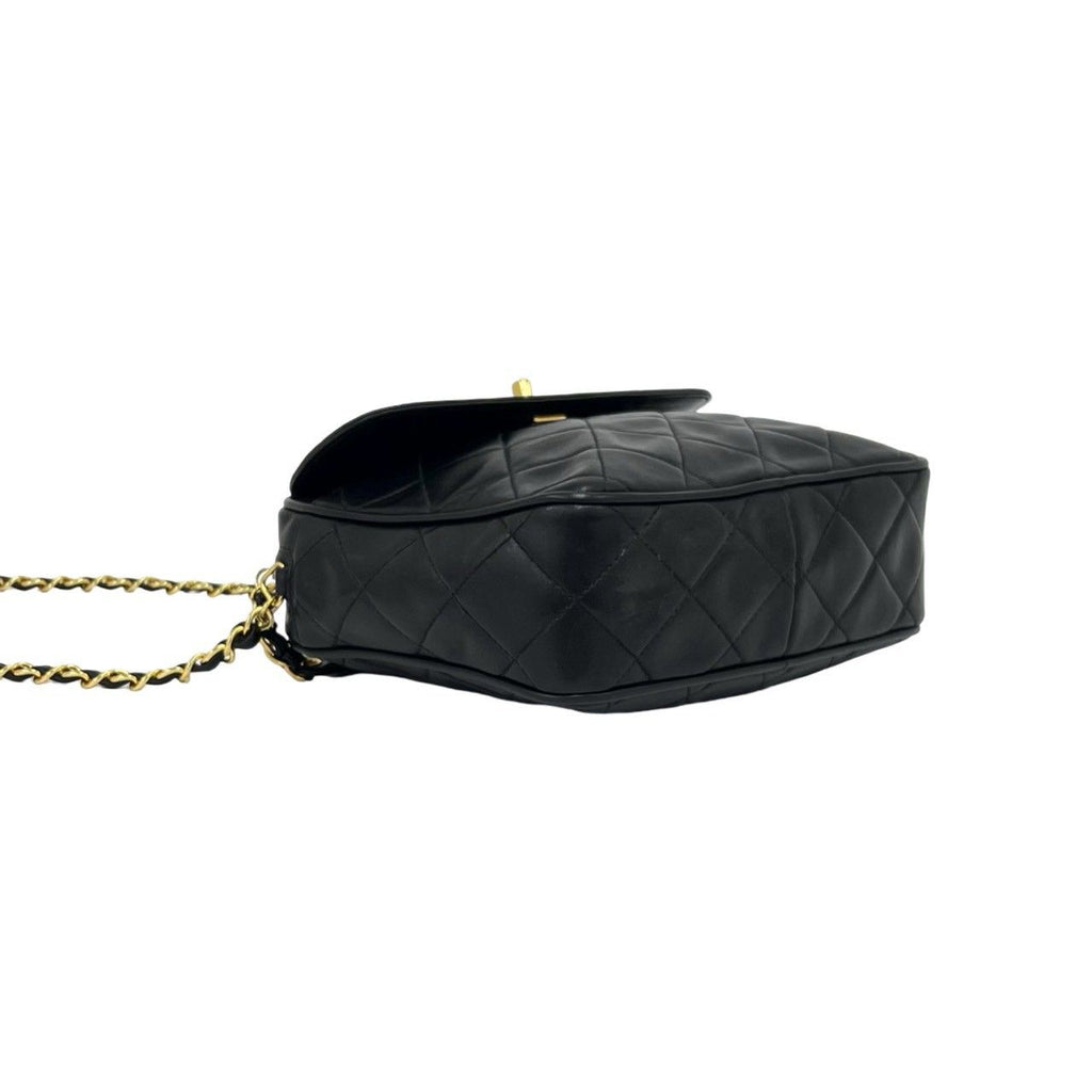 Chanel Vintage Quilted Coco Lambskin Leather Chain Shoulder Bag Black — view 7