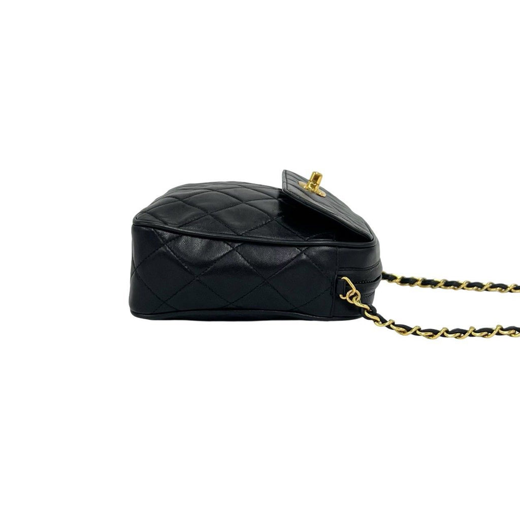 Chanel Vintage Quilted Coco Lambskin Leather Chain Shoulder Bag Black — view 6