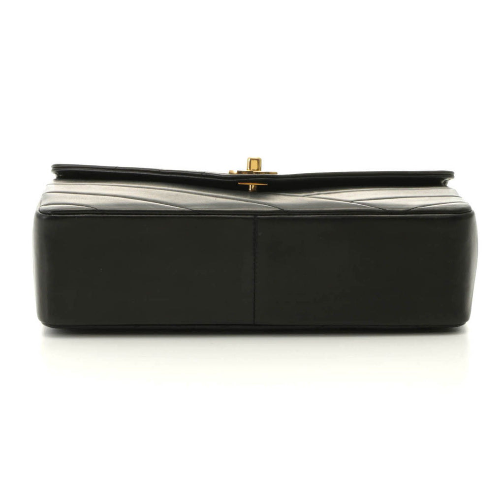 Chanel Bias Stitch 25 Chain Shoulder Bag Black Lambskin — view 3