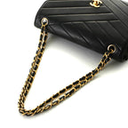 Chanel Bias Stitch 25 Chain Shoulder Bag Black Lambskin — view 4