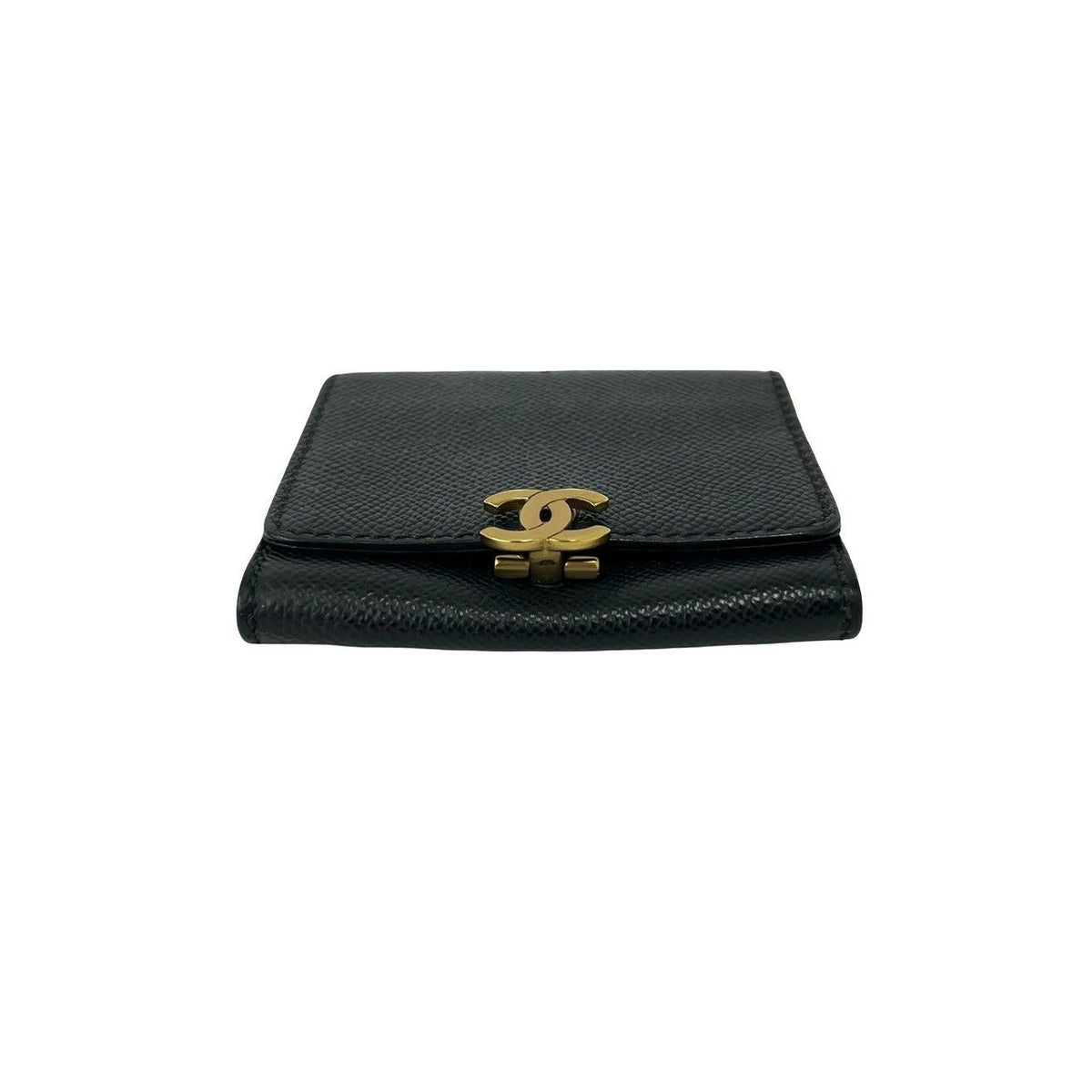 Chanel Vintage CC Logo Leather Coin Purse Mini Wallet Black — view 6
