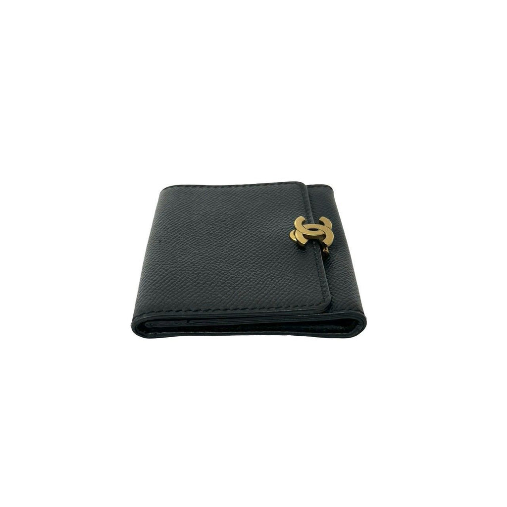 Chanel Vintage CC Logo Leather Coin Purse Mini Wallet Black — view 5