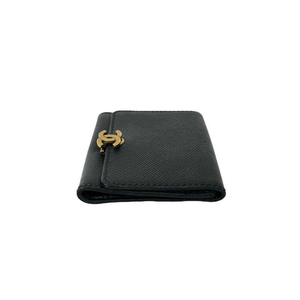 Chanel Vintage CC Logo Leather Coin Purse Mini Wallet Black — view 4