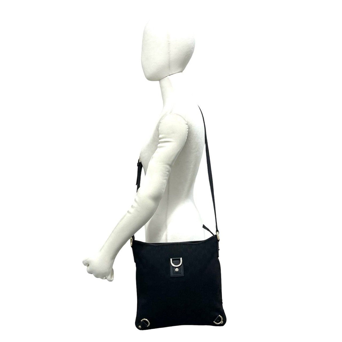 Gucci Abbey GG Canvas Leather Shoulder Bag Pochette Crossbody Cross Black — view 2