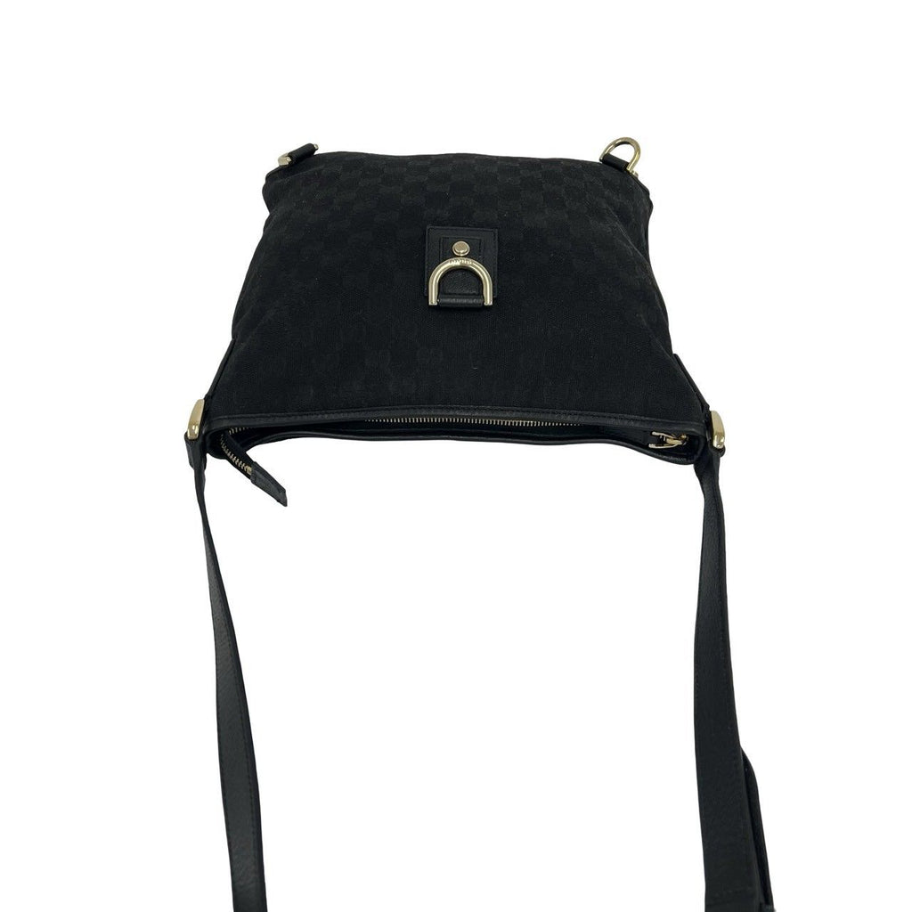 Gucci Abbey GG Canvas Leather Shoulder Bag Pochette Crossbody Cross Black — view 4