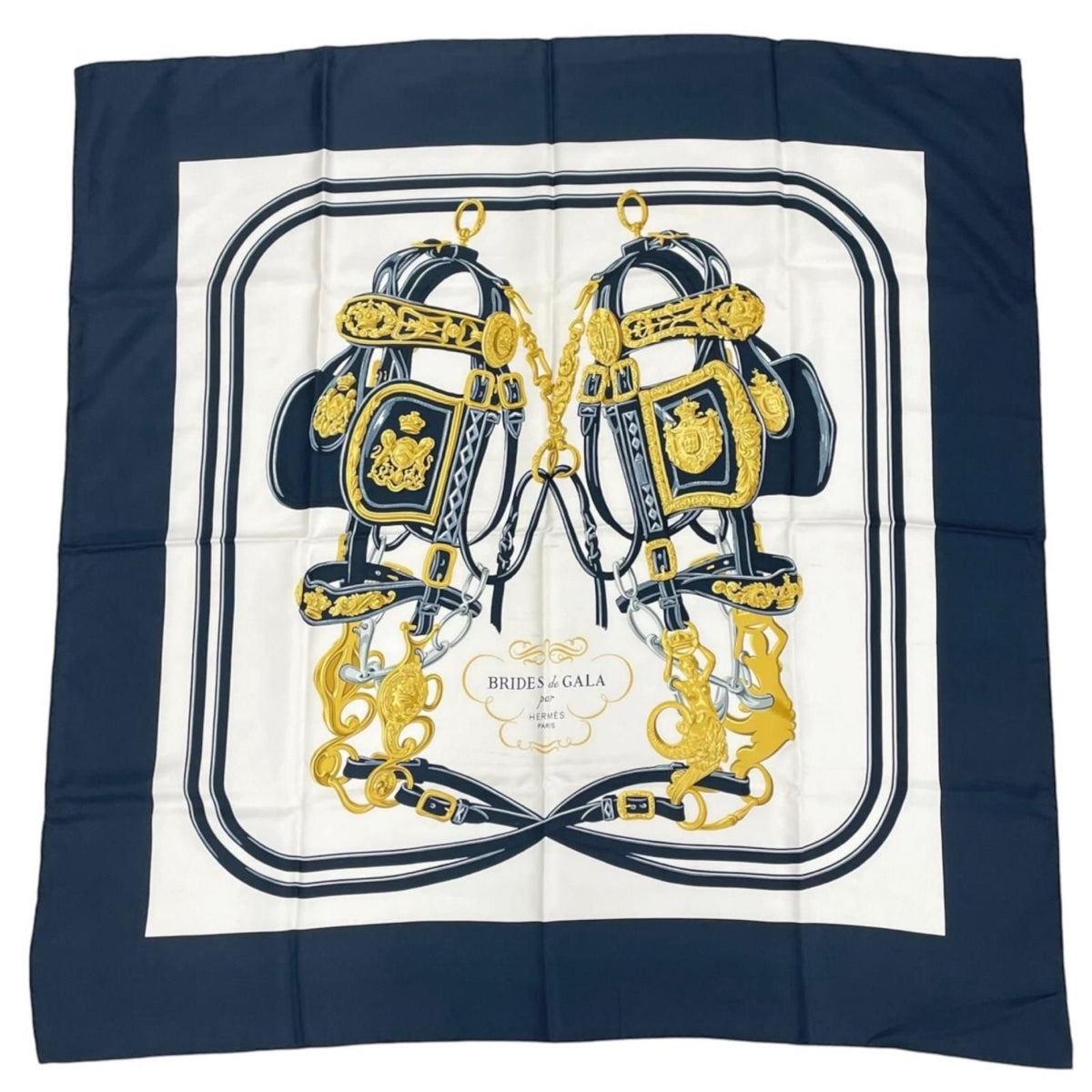 Hermes Carre 90 Brides de Gala Scarf Silk Black