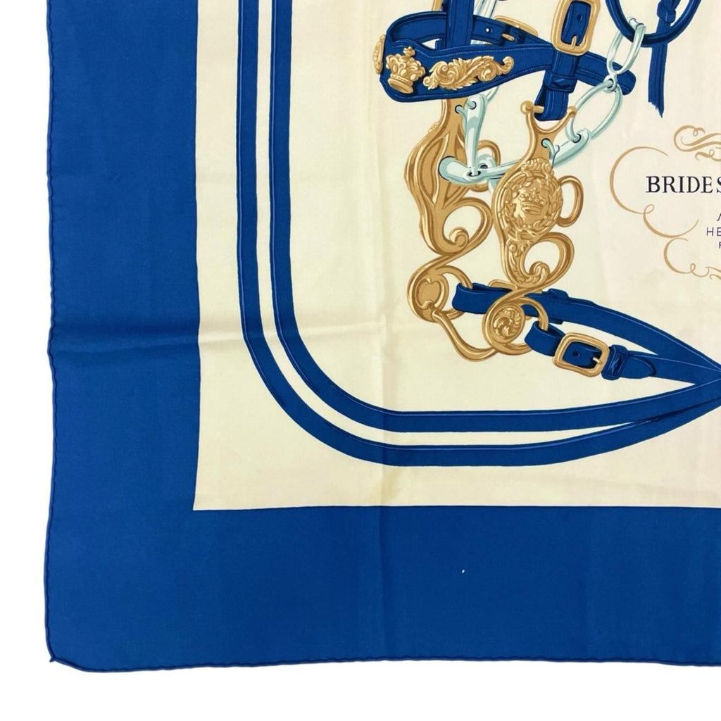 Hermes Carre 90 Bridesde Gala Scarf Silk Blue — view 6