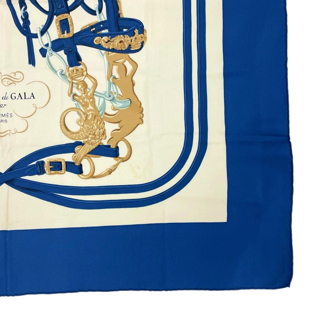 Hermes Carre 90 Bridesde Gala Scarf Silk Blue — view 5