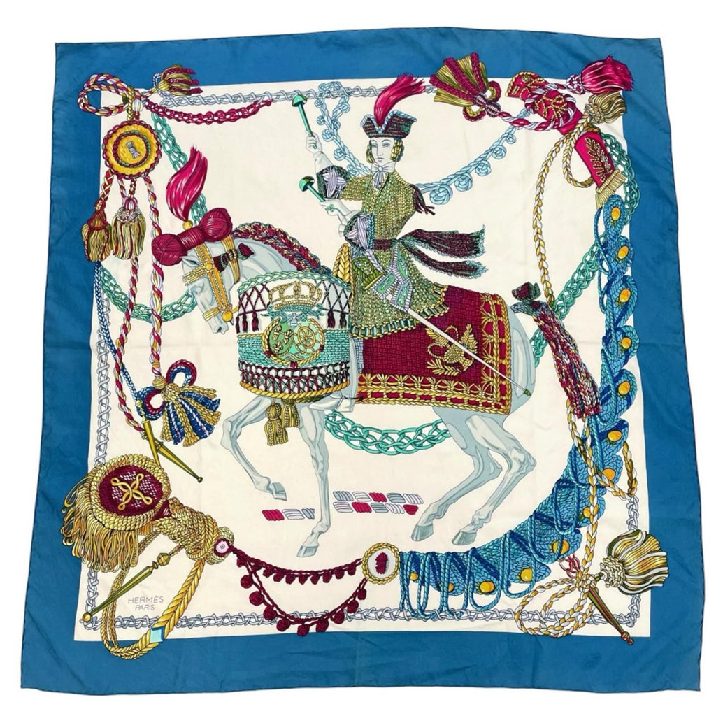 Hermes Carre 90 le Timbalier Timpani Player Scarf Silk Multicolor
