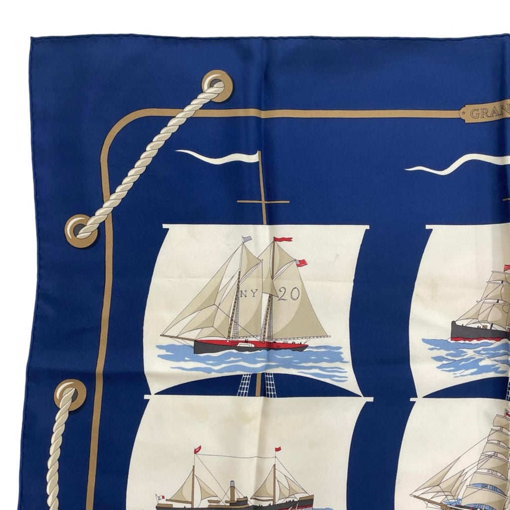 Hermes Carre 90 Grand Large Scarf Silk Blue — view 3