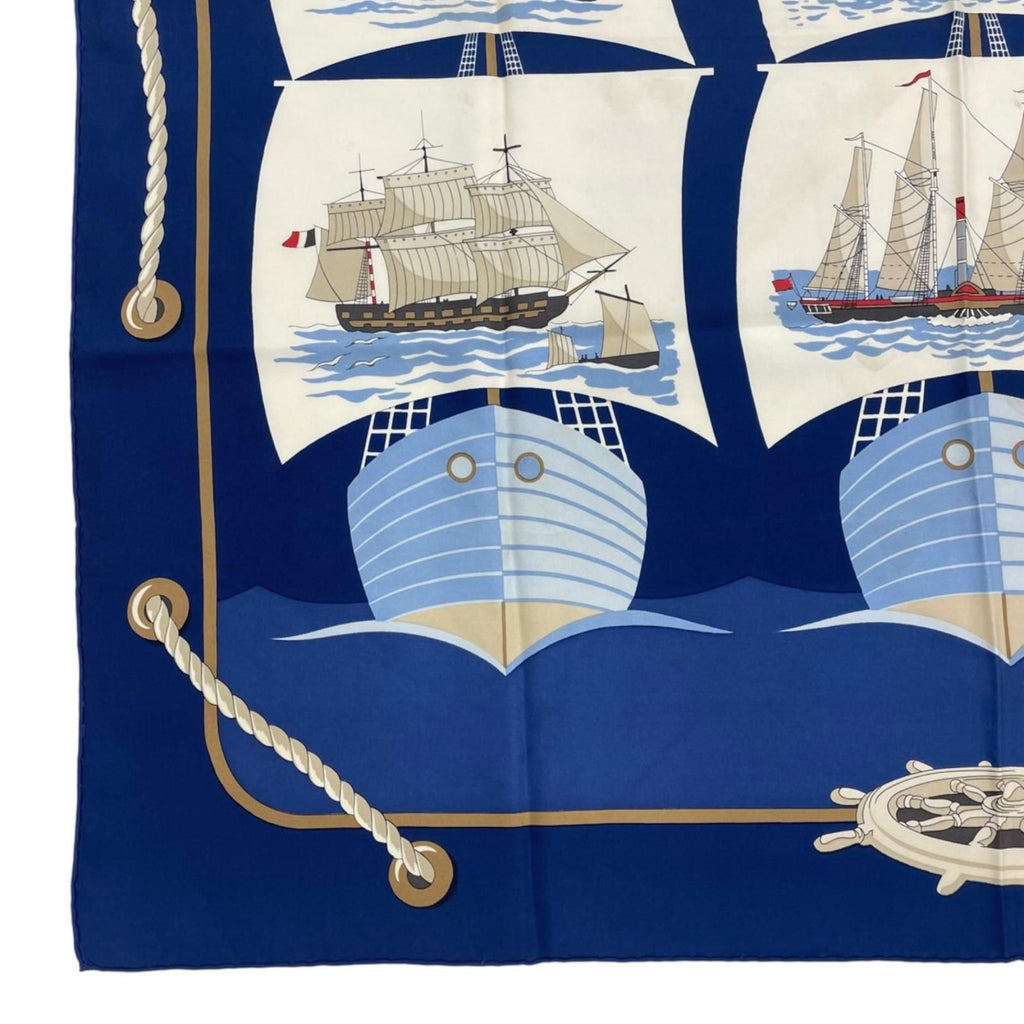 Hermes Carre 90 Grand Large Scarf Silk Blue — view 6