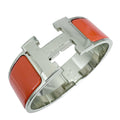 Hermes Clic Clac H Bangle Enamel Metal Orange Bracelet