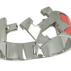 Hermes Clic Clac H Bangle Enamel Metal Orange Bracelet — view 5