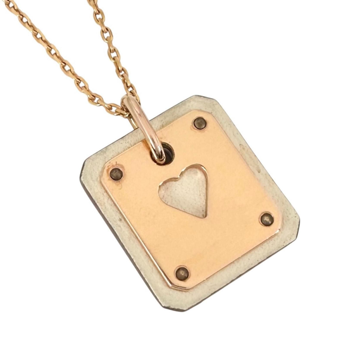 Hermes As de Coeur Ace of Heart Necklace Calf Gold