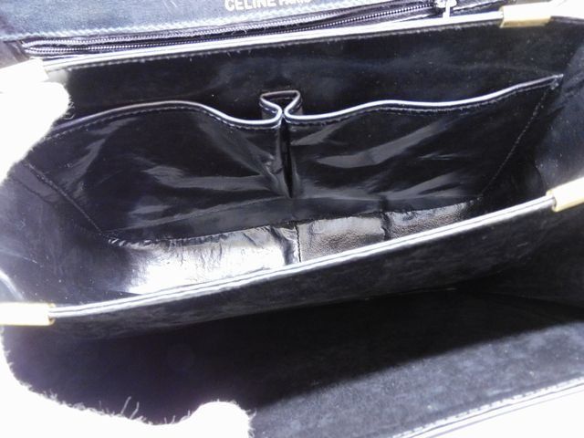 Celine Vintage Bag Shoulder Leather Black Carriage — view 5
